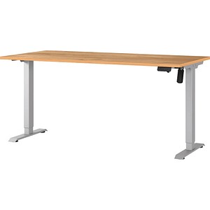 GERMANIA Boras höhenverstellbarer Schreibtisch navarra-eiche rechteckig, T-Fuß-Gestell silber 160,0 x 80,0 cm