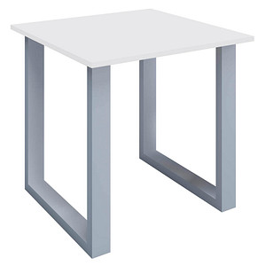 VCM my office Lona Schreibtisch weiß quadratisch, U-Fuß-Gestell silber 80,0 x 80,0 cm