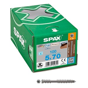 SPAX® Terrassenschrauben T25 Zylinderkopf Edelstahl A2 0537000500703 5 mm x 70 mm, 100 St.