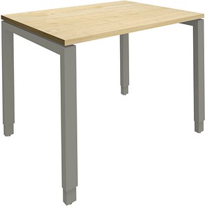fm Sidney höhenverstellbarer Schreibtisch königsahorn rechteckig, 4-Fuß-Gestell Quadratrohr silber 100,0 x 80,0 cm