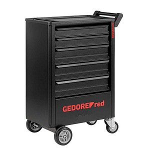 GEDOREred GEDWorker R20152205 Werkstattwagen mit Lochwand schwarz 5 Schubladen