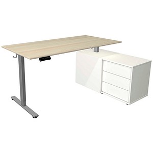 Kerkmann Move base 2 elektrisch höhenverstellbarer Schreibtisch ahorn rechteckig, T-Fuß-Gestell silber 160,0 x 80,0 cm