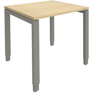 fm Sidney höhenverstellbarer Schreibtisch königsahorn rechteckig, 4-Fuß-Gestell Quadratrohr silber 80,0 x 80,0 cm