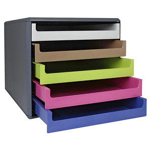 M&M Schubladenbox  hellgrau, karamell, hellgrün, pink, blau 30057674BE, DIN A4 mit 5 Schubladen, 1 St.