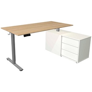 Kerkmann Move base 2 elektrisch höhenverstellbarer Schreibtisch eiche hell rechteckig, T-Fuß-Gestell silber 160,0 x 80,0 cm