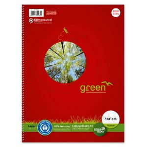 Ursus® Collegeblock green Kleinformat Lineatur 5 kariert DIN A5 Innenrand, 1 Block