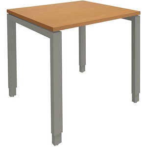 fm Sidney höhenverstellbarer Schreibtisch buche rechteckig, 4-Fuß-Gestell Quadratrohr silber 80,0 x 80,0 cm