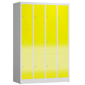 ClassiX Schließfachschrank lichtgrau, zinkgelb X-520346, 12 Schließfächer 118,5 x 50,0 x 180,0 cm