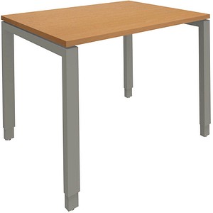 fm Sidney höhenverstellbarer Schreibtisch buche rechteckig, 4-Fuß-Gestell Quadratrohr silber 100,0 x 80,0 cm