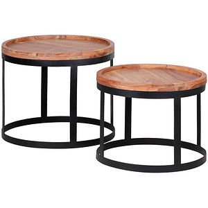 WOHNLING Beistelltische-Set rund Massivholz akazie, 1 St.