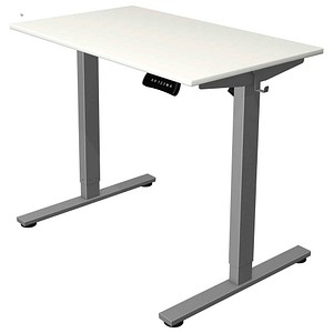 Kerkmann Move base 2 elektrisch höhenverstellbarer Schreibtisch weiß rechteckig, T-Fuß-Gestell silber 100,0 x 60,0 cm