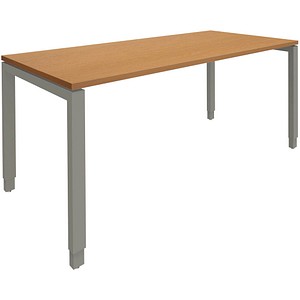 fm Sidney höhenverstellbarer Schreibtisch buche rechteckig, 4-Fuß-Gestell Quadratrohr silber 180,0 x 80,0 cm