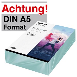 tecno Kopierpapier colors hellblau DIN A5 80 g/qm 500 Blatt tecno Kopierpapier colors hellblau DIN A5 80 g/qm 500 Blatt