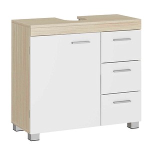 VASAGLE Waschbeckenunterschrank weiß-eiche 70,0 x 30,0 x 64,0 cm