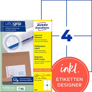 AVERY Zweckform Etiketten 6120 weiß 105,0 x 148,0 mm, 30 Blatt