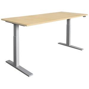 HAMMERBACHER XMKA19 elektrisch höhenverstellbarer Schreibtisch ahorn rechteckig, C-Fuß-Gestell silber 180,0 x 80,0 cm