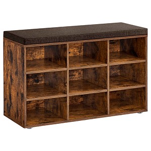 VASAGLE Schuhbank LHS009B01 vintagebraun, dunkelbraun Holz 78,6 cm