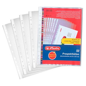 herlitz Prospekthüllen DIN A4 glasklar glatt 0,09 mm, 50 St.