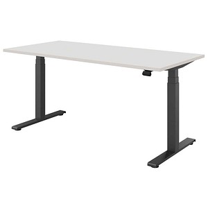 fm fouraction elektrisch höhenverstellbarer Schreibtisch diamantweiß rechteckig, T-Fuß-Gestell anthrazit 160,0 x 80,0 cm