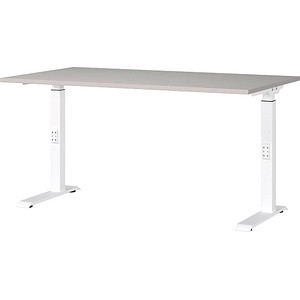 GERMANIA DOWNEY höhenverstellbarer Schreibtisch kaschmir rechteckig, C-Fuß-Gestell weiß 140,0 x 80,0 cm