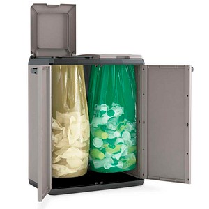 WIHEDÜ Mülltrenner Outdoor 2x 110,0 l grau/schwarz, 1 St.