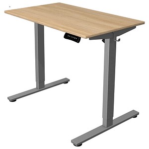 Kerkmann Move base 2 elektrisch höhenverstellbarer Schreibtisch eiche hell rechteckig, T-Fuß-Gestell silber 100,0 x 60,0 cm