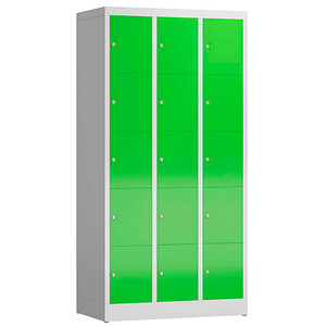 ClassiX Schließfachschrank gelbgrün, lichtgrau X-520535, 15 Schließfächer 87,0 x 50,0 x 180,0 cm