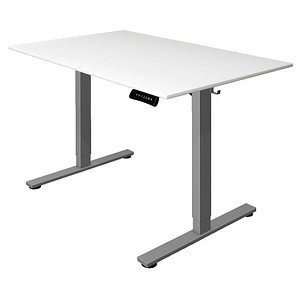 Kerkmann Move base 2 elektrisch höhenverstellbarer Schreibtisch weiß rechteckig, T-Fuß-Gestell silber 120,0 x 80,0 cm