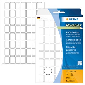 HERMA Movables Etiketten 10603 weiß 12,0 x 18,0 mm, 1.792 Etiketten