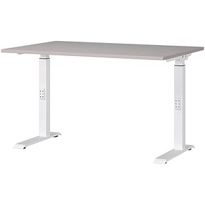 GERMANIA DOWNEY höhenverstellbarer Schreibtisch kaschmir rechteckig, C-Fuß-Gestell weiß 120,0 x 80,0 cm