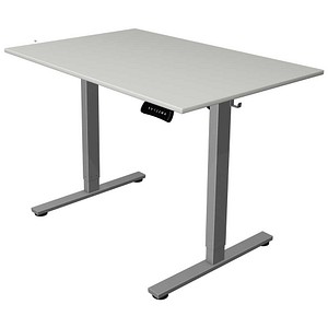 Kerkmann Move base 2 elektrisch höhenverstellbarer Schreibtisch lichtgrau rechteckig, T-Fuß-Gestell silber 120,0 x 80,0 cm