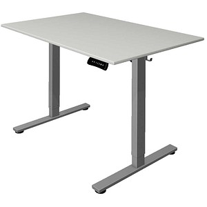 Kerkmann Move base 2 elektrisch höhenverstellbarer Schreibtisch lichtgrau rechteckig, T-Fuß-Gestell silber 120,0 x 80,0 cm
