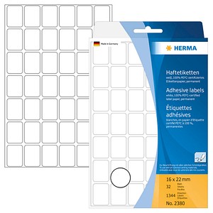 HERMA Etiketten 2380 weiß 22,0 x 16,0 mm, 32 Blatt