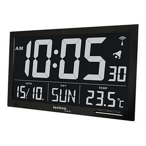 TechnoLine® digitale Funkwanduhr WS 8007 schwarz Aluminium 36,8 x 22,8 cm