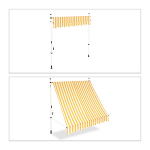 relaxdays Klemmmarkise gelb/weiß 200,0 x 120,0 cm