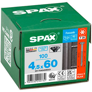 SPAX® Fassadenschrauben T20 Linsensenkkopf BLAX A2 25170404506021 4,5 mm x 60 mm, 100 St.