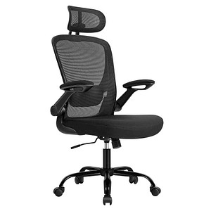 SONGMICS Bürostuhl Mesh, OBN047B01 Kunststoff schwarz, Gestell schwarz