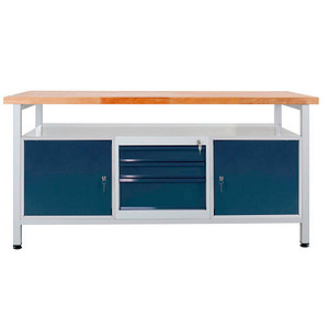 ADB Werkbank lichtgrau, anthrazitgrau 3 Schubladen 170,0 x 60,0 x 84,0 cm
