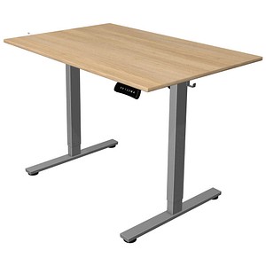 Kerkmann Move base 2 elektrisch höhenverstellbarer Schreibtisch eiche hell rechteckig, T-Fuß-Gestell silber 120,0 x 80,0 cm