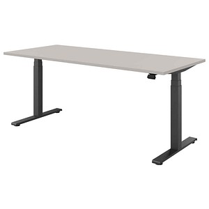 fm fouraction elektrisch höhenverstellbarer Schreibtisch lichtgrau rechteckig, T-Fuß-Gestell anthrazit 180,0 x 80,0 cm