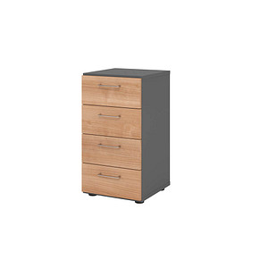 HAMMERBACHER 924S4 Schubladenschrank grafit, nussbaum 4 Schubladen 40,0 x 42,0 x 74,8 cm, 1 St.