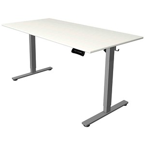 Kerkmann Move base 2 elektrisch höhenverstellbarer Schreibtisch weiß rechteckig, T-Fuß-Gestell silber 160,0 x 80,0 cm