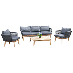 Sunny Smart® Loungegruppe Bridgeport dunkelgrau, natur Metall, 14-teilig
