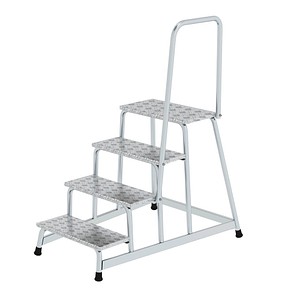 MUNK Montagetritt mit Handlauf 50044 silber 4 Stufen, H: 80,0 cm