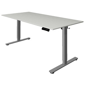 Kerkmann Move base 2 elektrisch höhenverstellbarer Schreibtisch lichtgrau rechteckig, T-Fuß-Gestell silber 160,0 x 80,0 cm