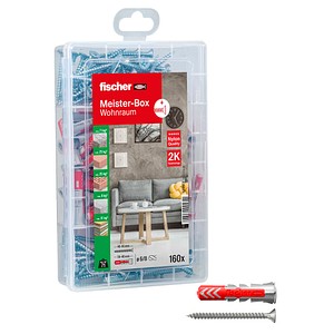 fischer Meister-Box Wohnraum 535972 Dübel- und Schrauben-Sortiment, 160-teilig