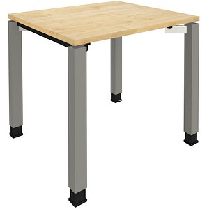 fm Sidney höhenverstellbarer Schreibtisch königsahorn rechteckig, 4-Fuß-Gestell Quadratrohr silber 80,0 x 80,0 cm