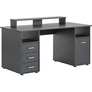 MÖBELPARTNER Niels light Schreibtisch anthrazit rechteckig, Wangen-Gestell grau 150,0 x 70,0 cm
