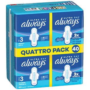 always Binden Ultra Day Long Plus mit Flügeln für sehr starke Tage, 40 St.