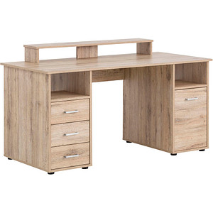 MÖBELPARTNER Niels light Schreibtisch wildeiche rechteckig, Wangen-Gestell eiche 150,0 x 70,0 cm